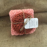 2 Cotton dish cloths with nylon scrubbie
