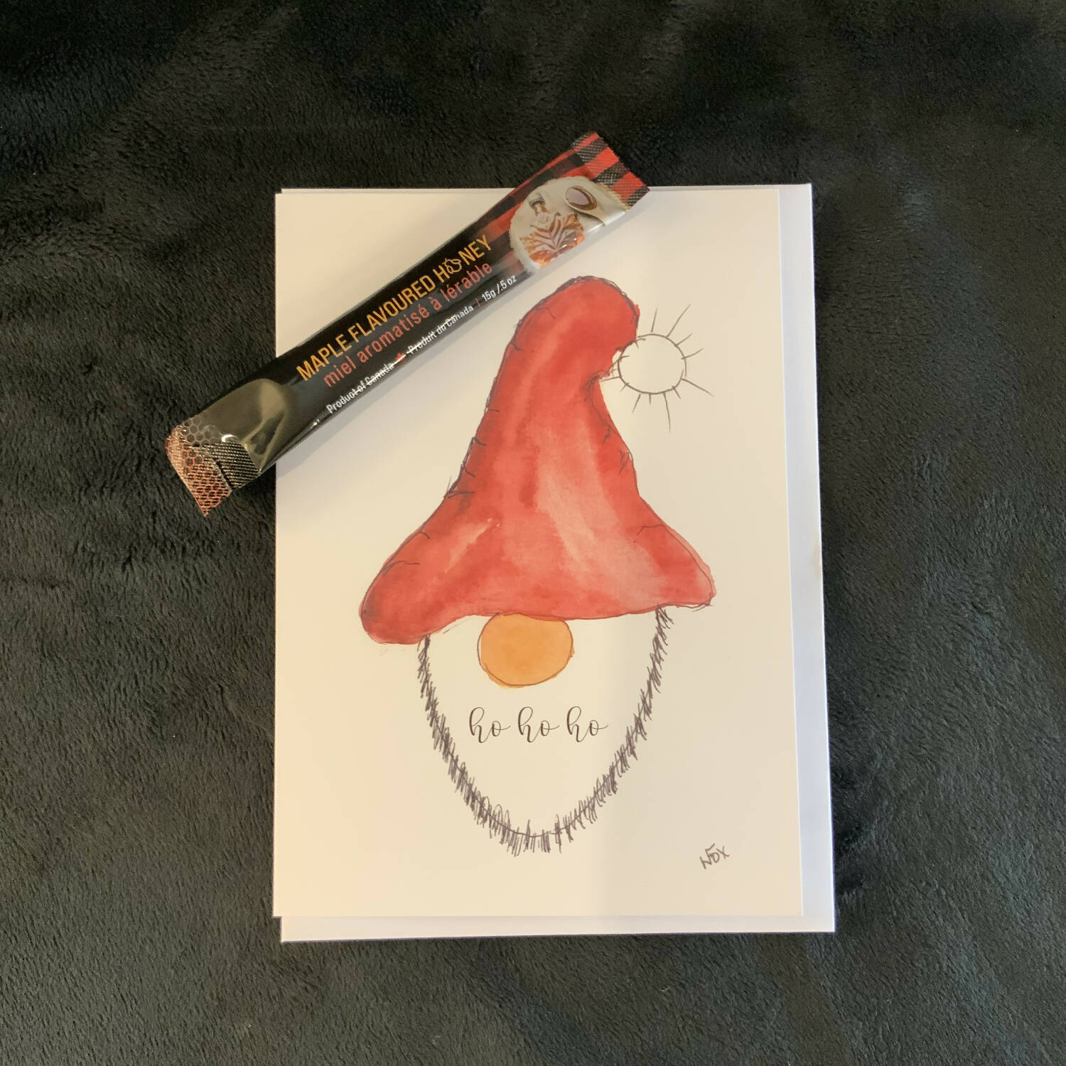 Sweet Christmas Card HOHOHO Gnome with Maple Honey