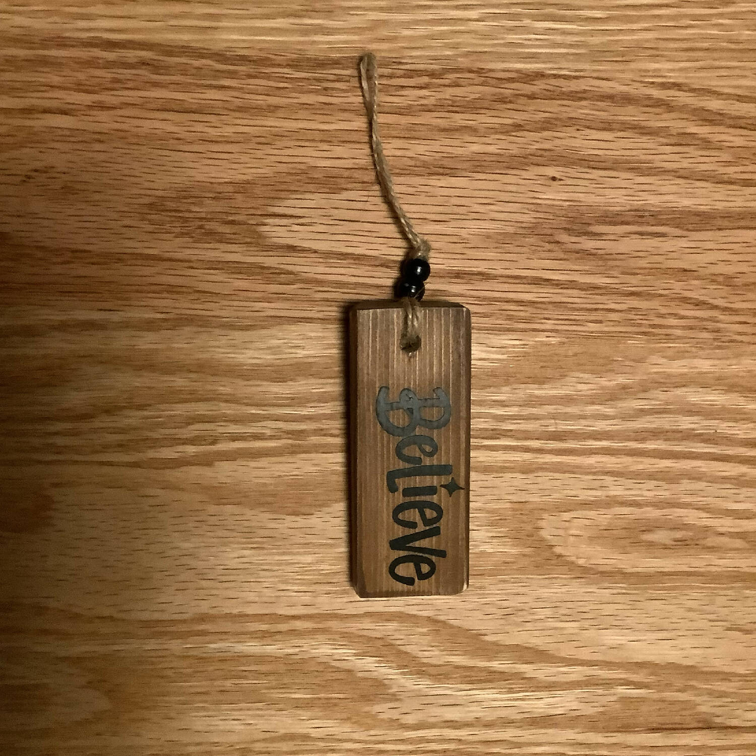 Wooden Christmas Tag - Rustic “believe”