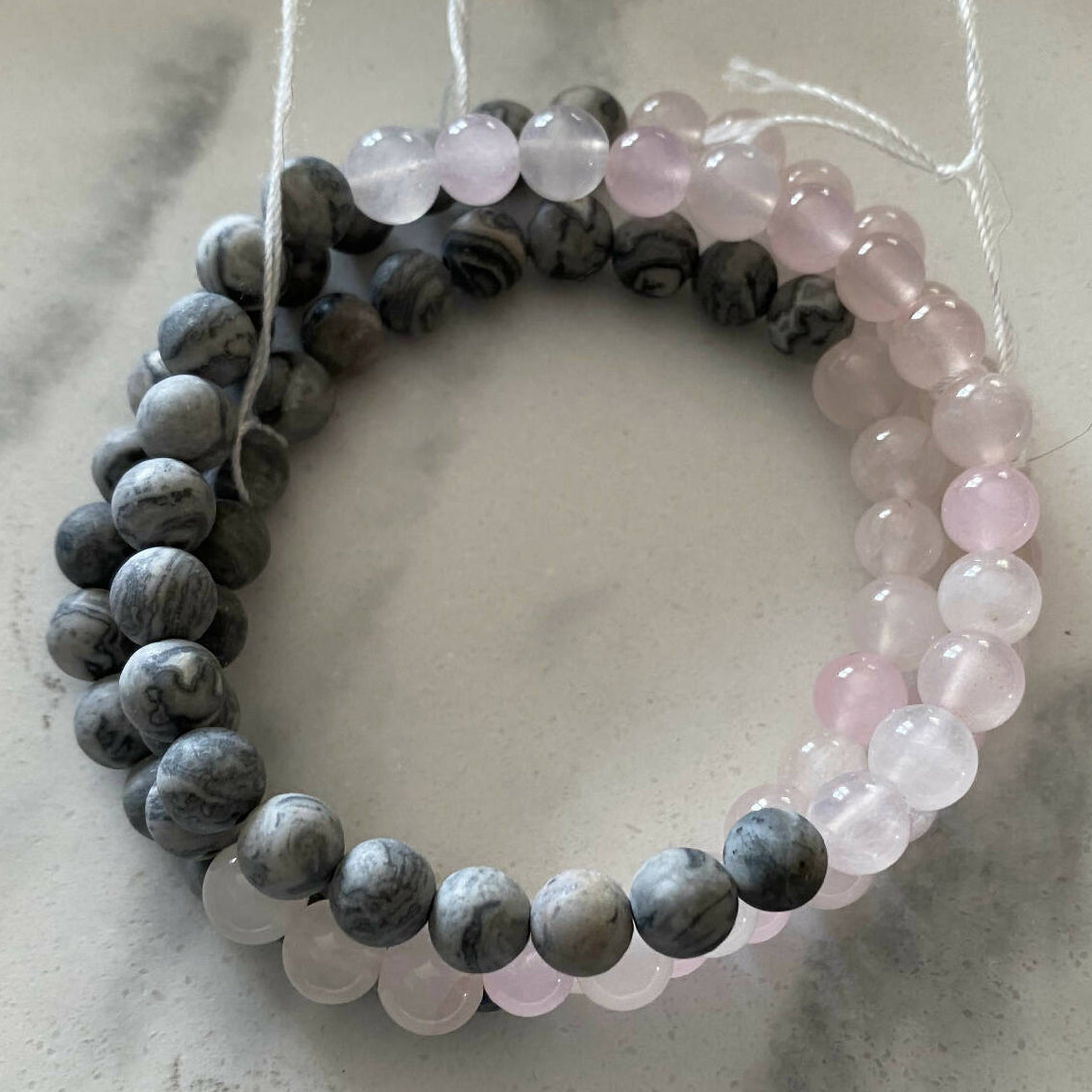 Grey jasper & rose Quartz bracelet