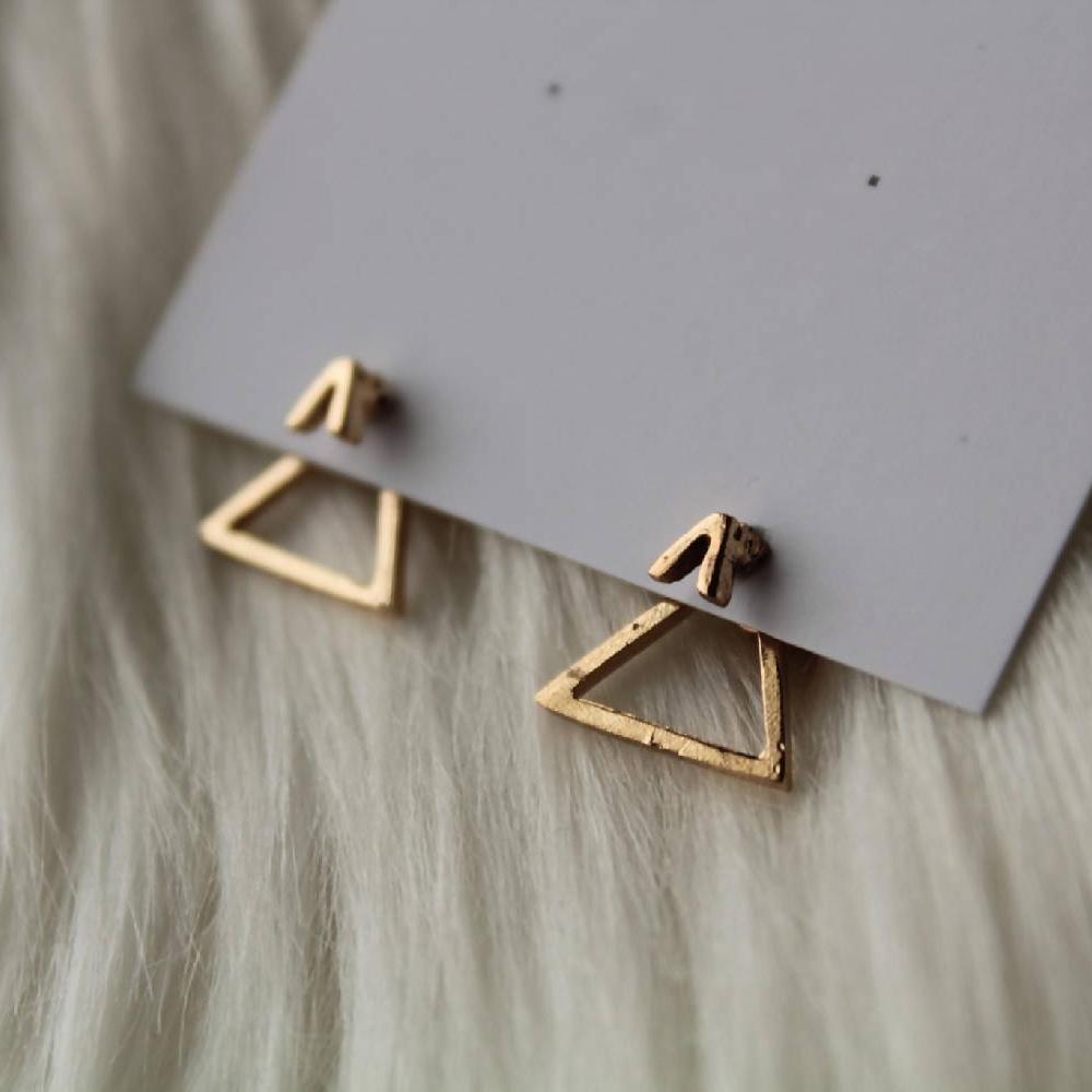 Triangle hollow hanging earrings - HandmadeSask