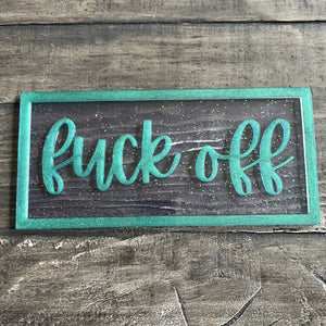 Fuck Off Decor or Trinket Tray with Clear stand, resin