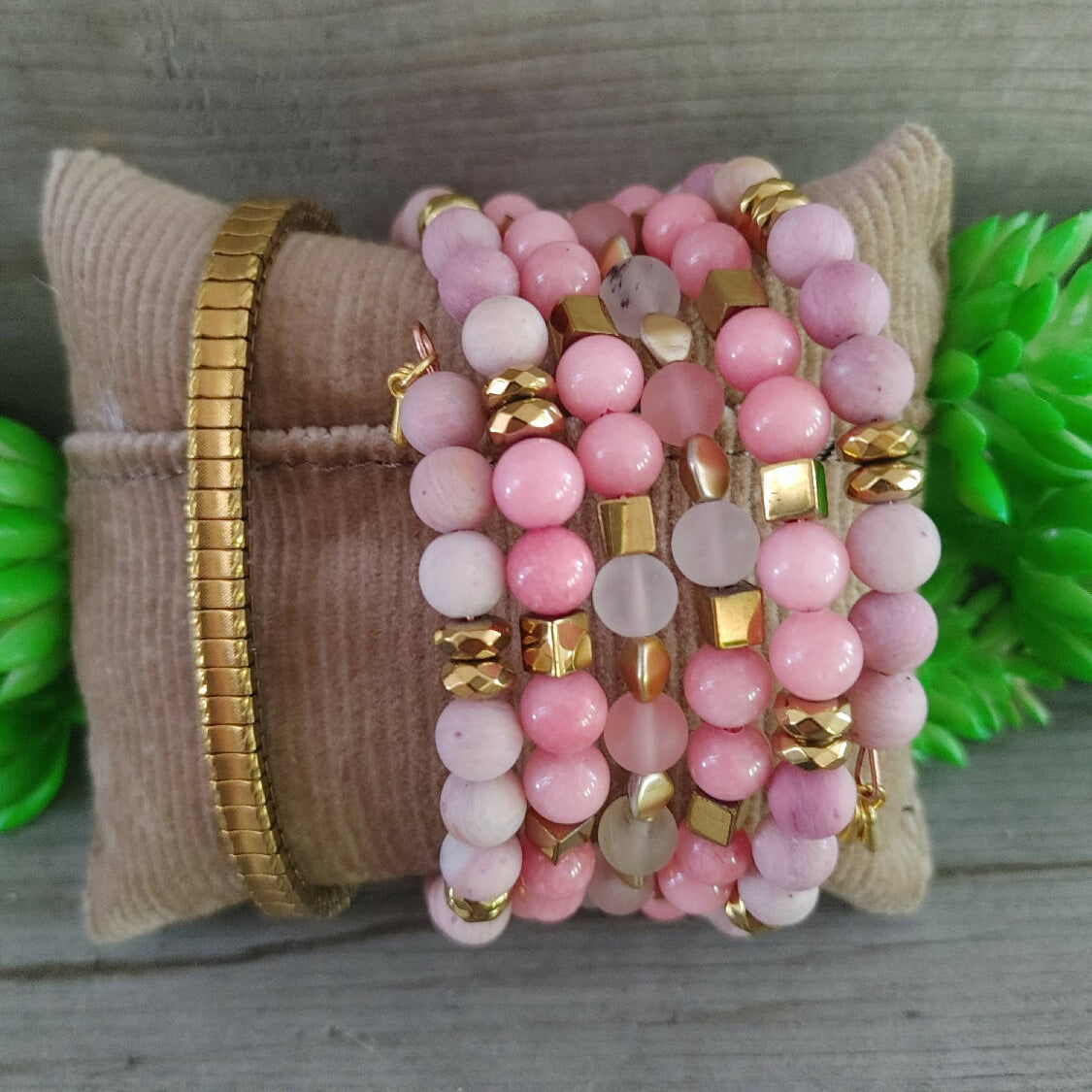 Set of 2 (Wrap/Stretch): Pink/Gold (57)