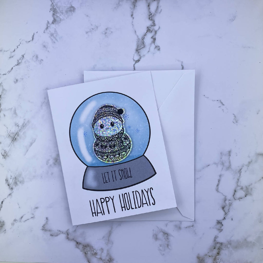 Happy Holidays Snowman Stickard (Greeting Card with Sticker)
