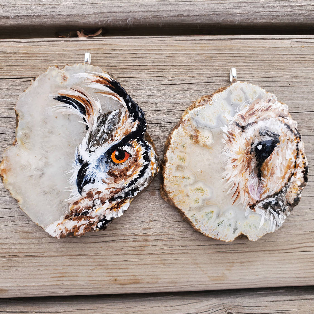 Agate Owl Ornaments