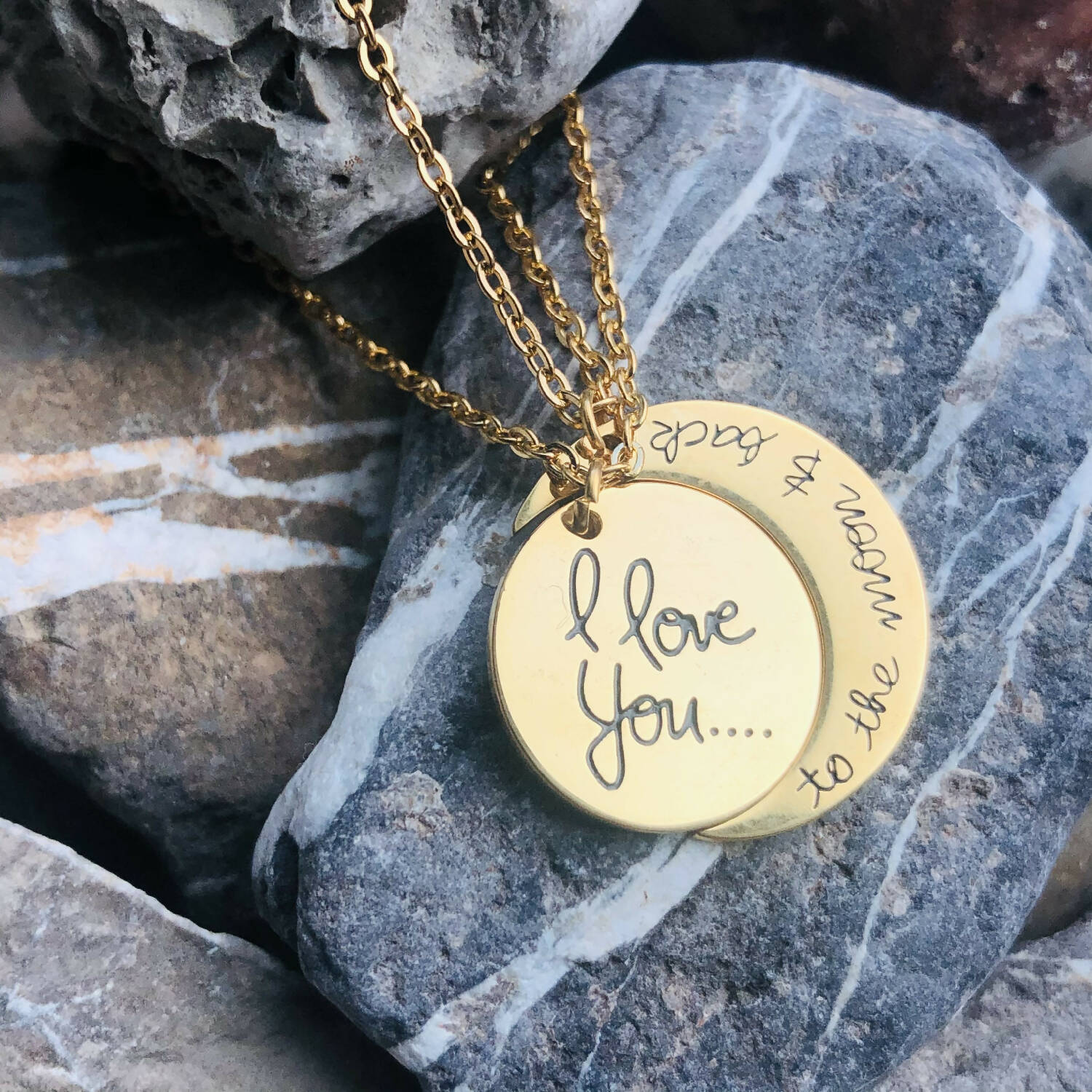 I love you to the Moon and Back Mother Daughter or Best Friends Sharing Necklace Pair