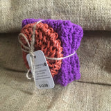 2 Cotton dish cloths with nylon scrubbie