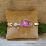 Vintage Stretch Bracelet-Pink Geode(72)