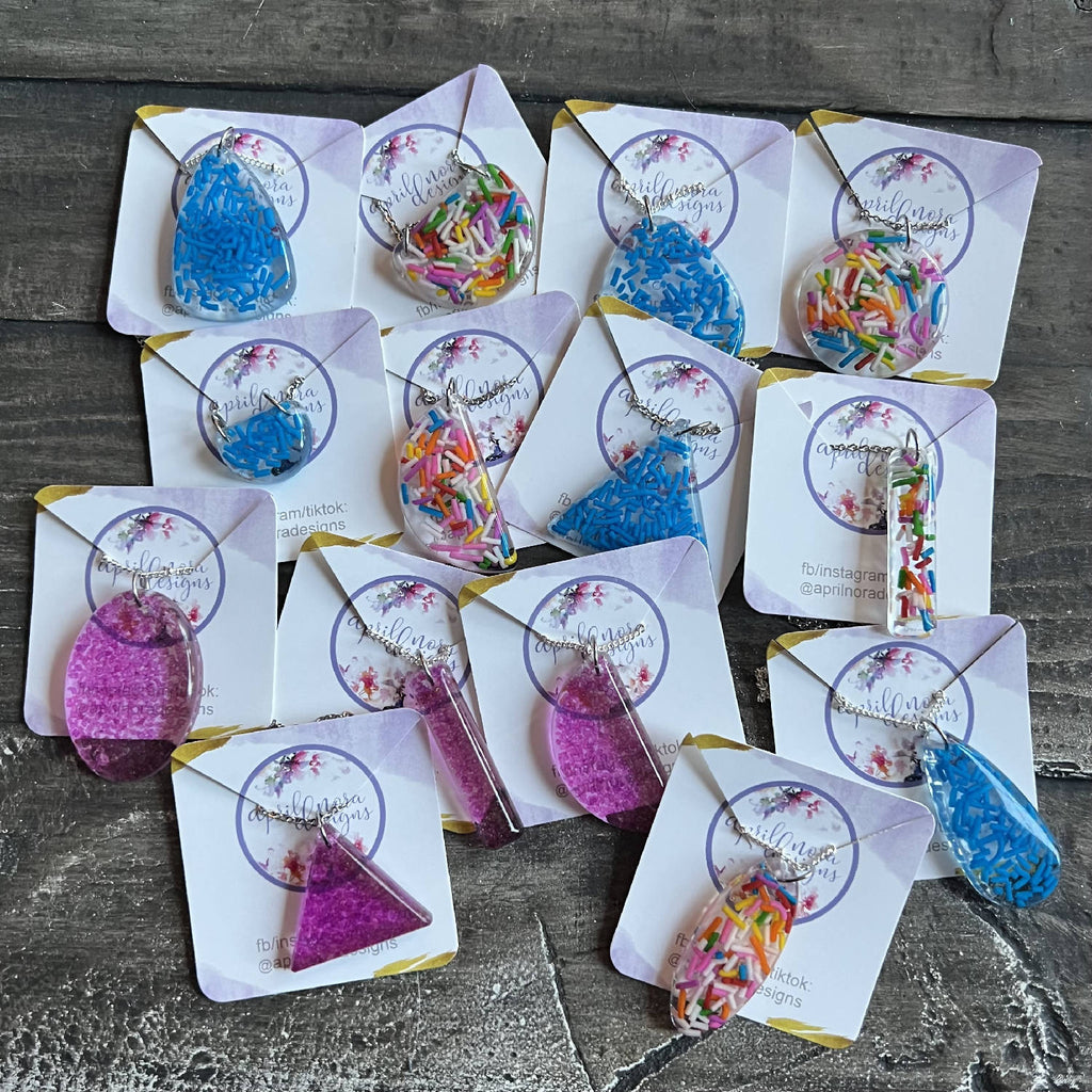 Candy Sprinkle Necklaces, Resin
