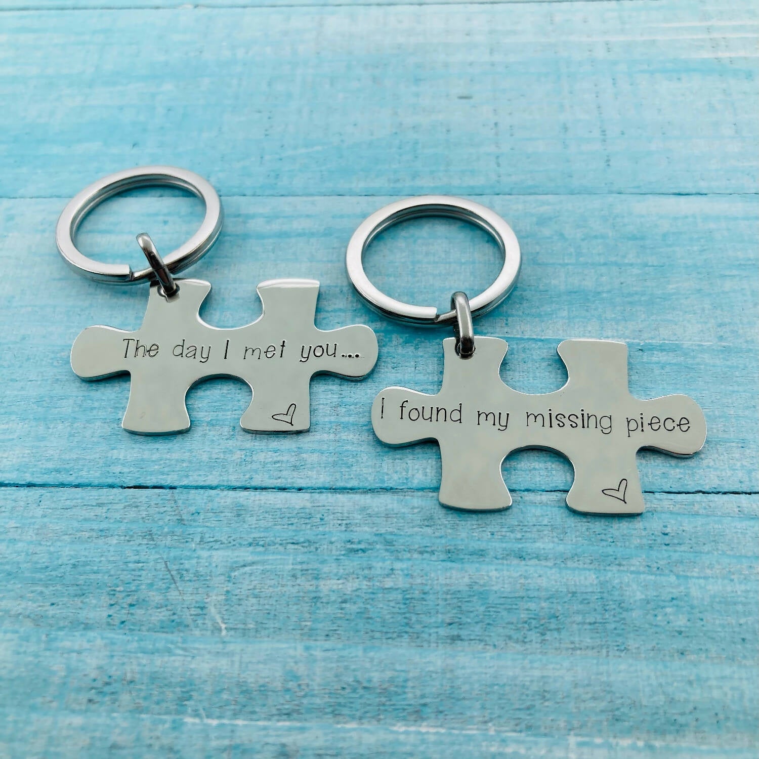 Paired keychain set - The day I met you I found my missing piece