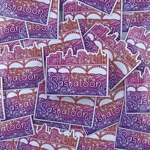 Tangled Saskatoon Skyline Weatherproof Stickers