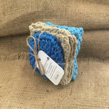 2 Cotton dish cloths with nylon scrubbie