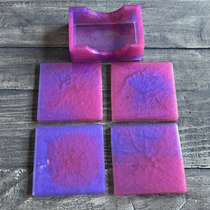 Square Coaster Set with Stand, resin